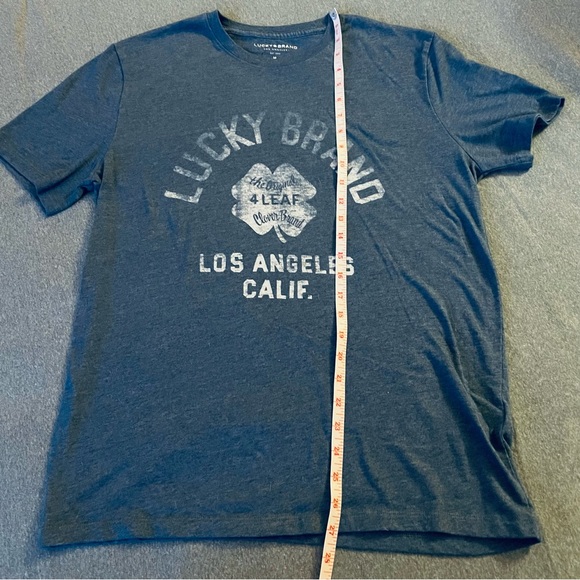 Lucky Brand LA 4-Leaf Clover Shirt Blue size Medium - Picture 3 of 6